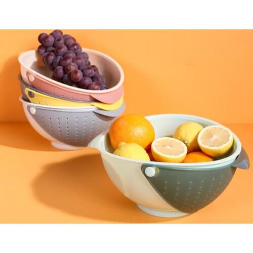 045 Double layer fruit and vegetable drainage basket living room double color thickened washing fruit and vegetable basin