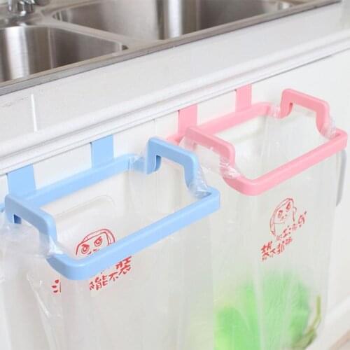 1pc Garbage Bag Holder Cupboard Door Back Hang Rubbish Storage Shelf Saving Space Kitchen Accessories Green/pink/beige/blue