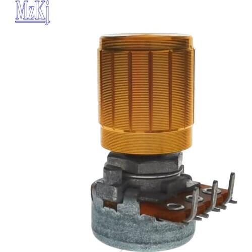 1PCS New Japan ALPS RK163 + Golden Aluminum Knob Bent Feet Single-unit Rotary Potentiometer 10KB 50KB 100KB 10K 50K 100K WH148