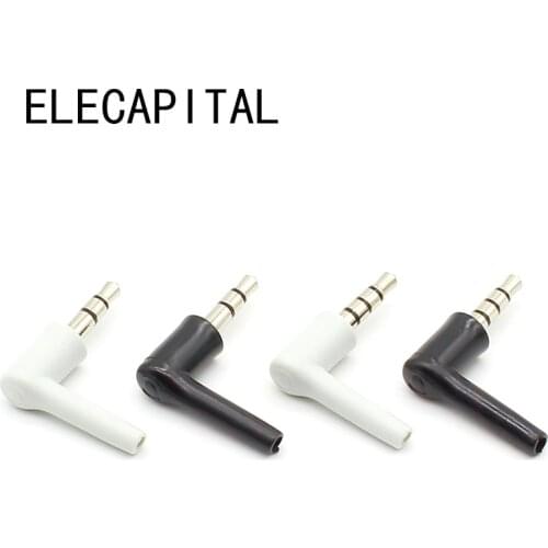 10pcs 3.5mm stereo headset plug jack 3 4 pole 3.5 Nickel Plated 90 Degrees Black White Audio Plugs Jack Adaptor Connector
