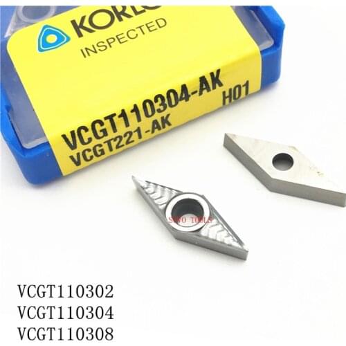 10pcs/set VCGT110302-AK H01/VCGT110304/VCGT110308 -AK H01 KORLOY Carbide aluminum insert CNC lathe tool insert SVJCR/SVVCN