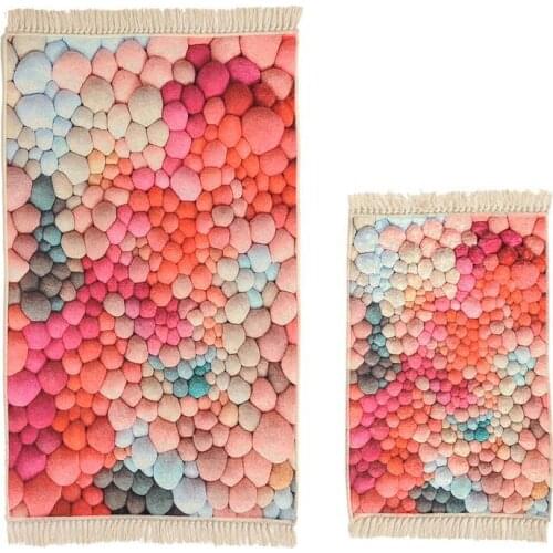 Sea Stone Rectangle Bathroom Mat Set 2 Li Gold