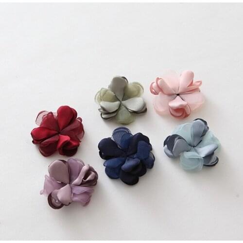 30pcs/lot muticolor burning chiffon flower Fancy Hair Flower wedding flower decoration Curly Flower Hair Accessories No Hairclip