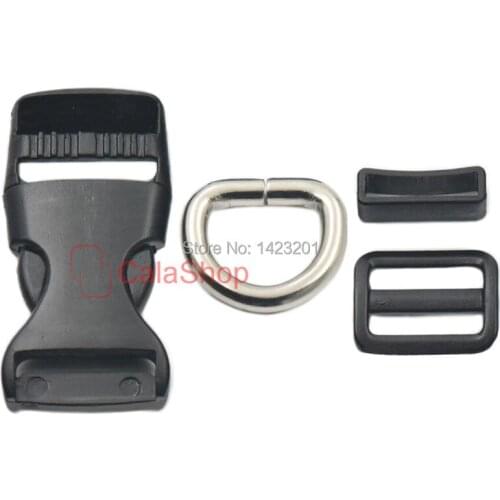 5 Sets / Lot 20mm 3/4" Hook Buckle Clip Side Release Rectangle Adjustor Triglides Metal D Ring Straps Webbing Belt B05