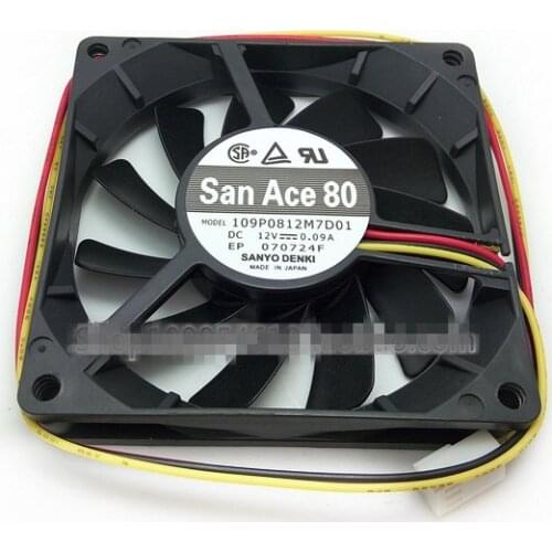 5pcs SANYO DENKI 109P0812M7D01 8015 80x80x15mm fan 12V 0.09A Cooling Fan CPU fan so silent case 80mm cooling fan 3wires