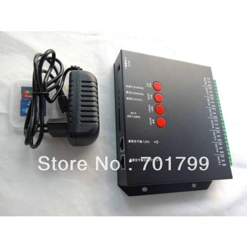 8 port off-line T-8000C led sd card pixel controller,SPI(TTL)signal output,can control max 1024*8ports=8192pixels