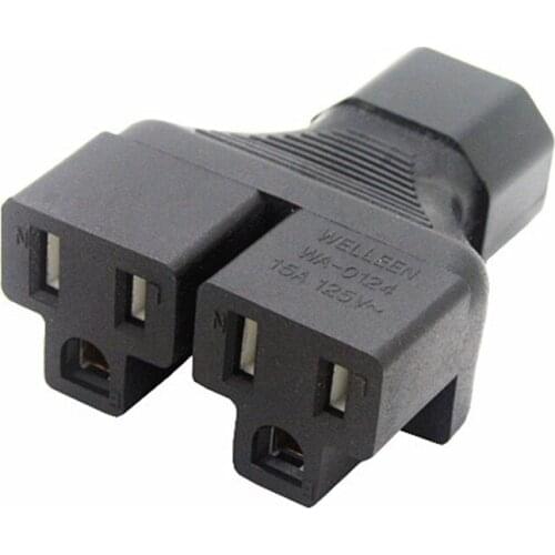 IEC 320 C14 to 2x Nema 5-15R Y splitter adapter C14 to Nema 5-15R AC PLUG CONVERTER