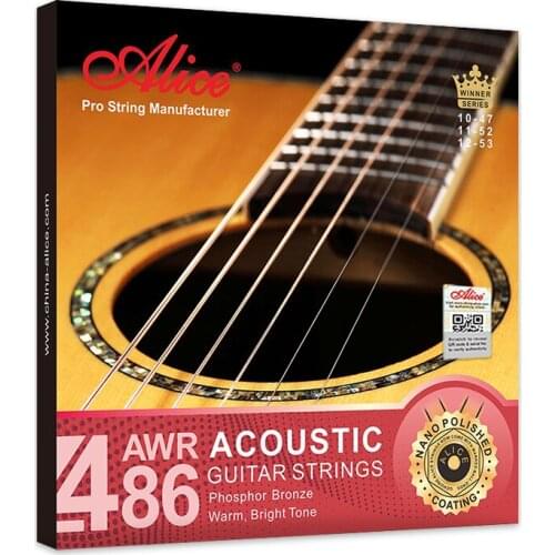 Anti Rust Coating Hexagonal Steel Core Guitar Strings Acoustic Stringed Instrument Accessories AWR486 Alice Guitar Strings