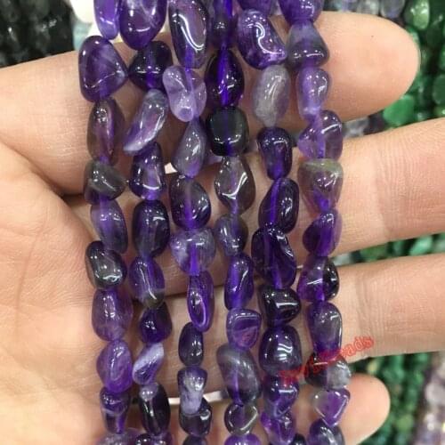 Free Shipping 6-8mm Irregular Purple Color Amethysts Loose Beads Natural Shaped Stone Beads For Jewelry Making 15