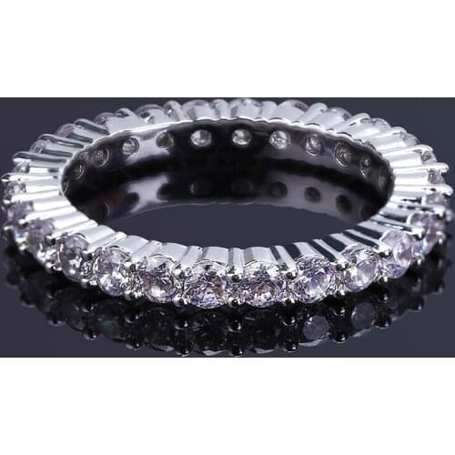 Prong Setting 1 Row CZ Stone Paved Blng Iced Out Tennis Chain Rings for Men Women Fashion Jewelry Size 7-10
