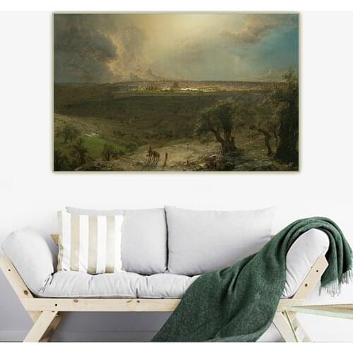 Citon Frederic Edwin Church《Jerusalem from the Mount of Olives,1870》Canvas Art Oil Painting Backdrop Wall Decor Home Decoration
