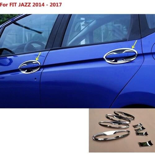 For Honda Fit jazz 2014 2015 2016 2017 car body cover detector trim accessories external door Bowl stick lamp frame hoods 8pcs