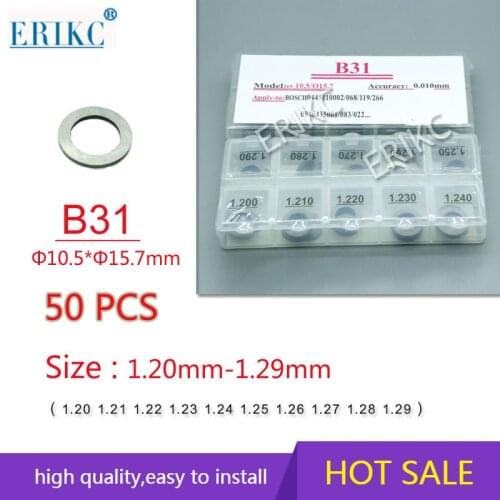 ERIKC B31 Common Rail Diesel Injector Shims Set and Pressure Regulator Gasket With Different Types of Gasket Size 1.20mm-1.29mm