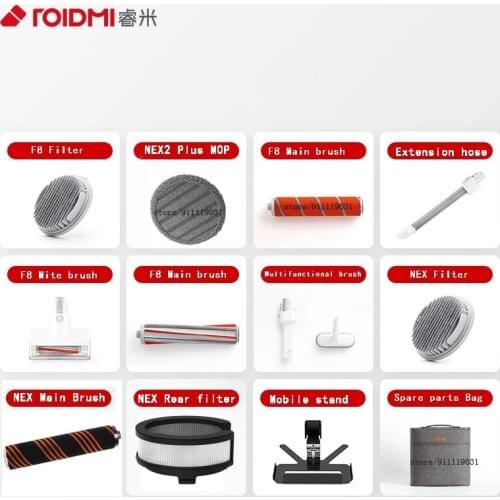 Roidmi F8 NEX Vacuum Cleaner Hepa Filter Rear Filter Main Brush Mite brush bracket tube for NEX2PLUG Mop NEX-V Brush Accessories