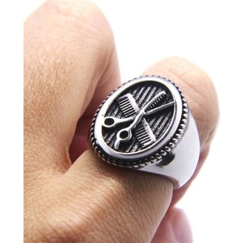 Hot Scissors Comb Ring 316L Stainless Steel Hot Mens Polishing Punk Cool Ring