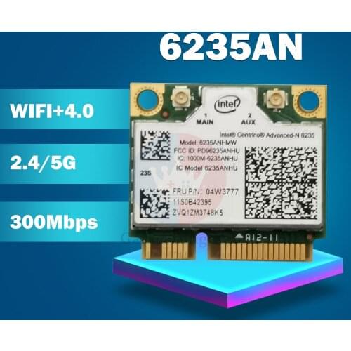 Wireless Adapter Card for intel Dual Band 6235AN 6235ANHMW 04W3777 300Mbps+BT4.0 Half Mini PCI-e Card for Lenovo ibm thinkpad