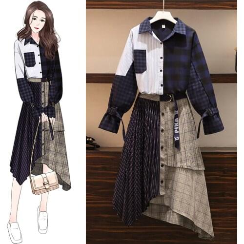 Skirt Suit, Plus Size Womens Clothing, Slightly Fat Spring Style, New Product, Western Style, Thin Skirt, Two-piece