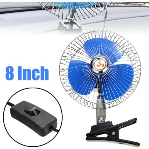 Mayitr 1pc 12V 25W Summer Electric Car Fan Portable Vehicle Auto Fan Oscillating Cooling Fan Low Noise With Cigarette Lighter