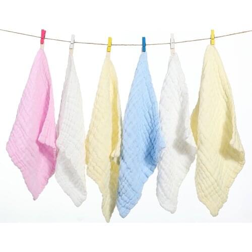 Muslin Bibs 6 Layers Cotton Soft Baby Towels Baby Face Towel Handkerchief Bathing Feeding Face Washcloth Wipe Burp Cloths