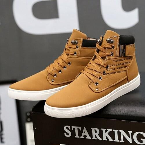 Flat Heel Mens Shoes Autumn Winter Ankle Boots Male Snow Boots Casual British Style Men Canvas Shoes Cowboy Boots Shoes for Men