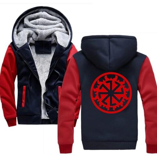 Hot Hoodies men 2019 Slavic Kolovrat Amulet Pagan Sun Talisman Fashion Hip Hop casual Pullover Male zipper Hoody