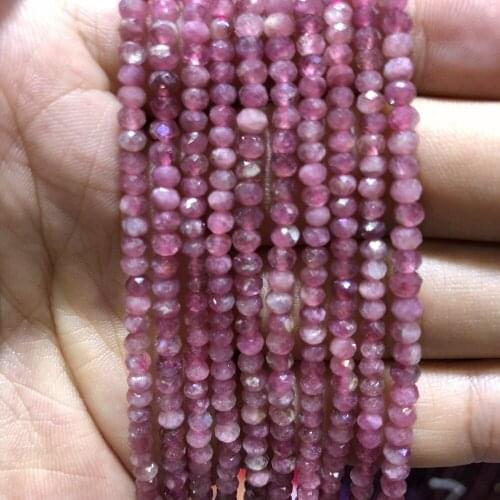 5strings Lot,Natural Red Tourmaline Beads,Faceted Semi Gem Roundel Beads,Tiny Spacer Gem Beads,Size approx 3x4mm,15.5"/str