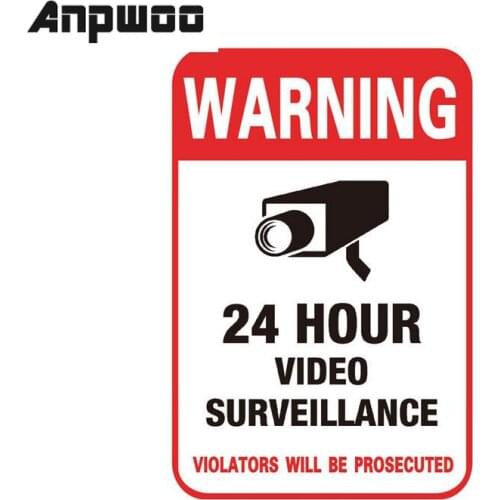 Wall Sticker 24H CCTV Video Camera System Warning Sign Wall Decal Surveillance Monitor Decal Public Area Security Supplies