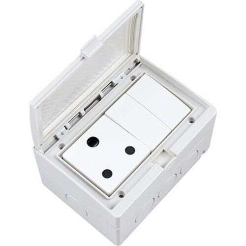 2PCS South African Waterproof Dust-proof Wall Switch Socket 110~250V/16A Grounding Wire Waterproof Socket