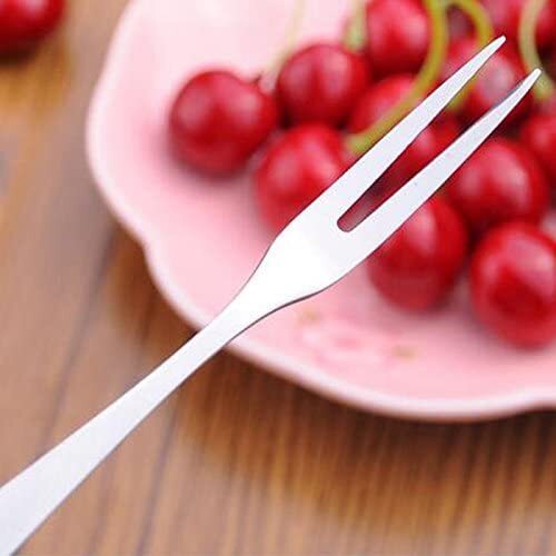 Stainless Steel Two-tine Fruit Fork Tableware Multiple Use Snack Cake Dessert Forks Home Cafe Party Restaurant Kitchen Accessory