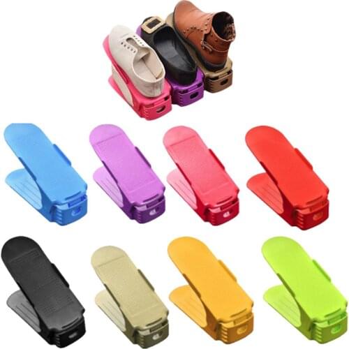 10pcs/Lot Durable Adjustable Shoe Organizer Footwear Support Slot Space Saving Cabinet Closet Stand Shoes Storage Rack Shoebox