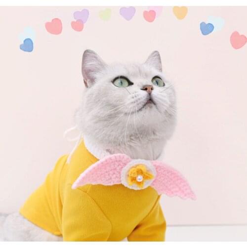 Cat Collar Knitted Wings Woolen Star Adjustable Bunny Rabbit Dog Necklace Birthday Pet Memorial Christmas Accessories