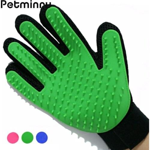 Petminru Pet Grooming Glove Dog Gentle Deshedding Brush Glove Pet Hair Remover Massage Tool Dogs Bath Pet cleaning Supplies