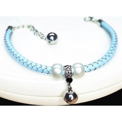 1pc Handmade Leather Pet Cat Collar With Bell Adjustable Braided Leather Rope Pet Collar For Puppy Kitten Cats Bell Collar
