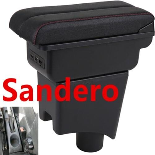 Armrest box For Renault Dacia Sandero Logan USB Charging Double layer central Store content ashtray in car accessories