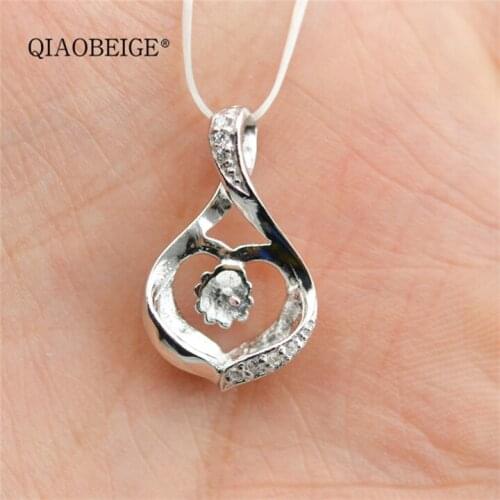 QIAOBEIGE S925 Real Siver Pendant Necklace Seashell Pearl Pendant Findings&Components Women DIY Jewelry Accessory handmade