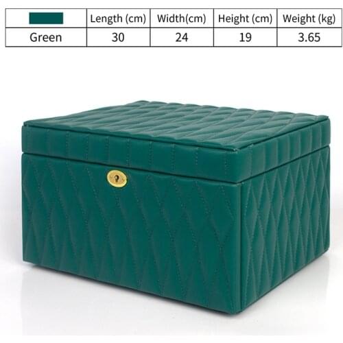 Luxury Green Three-layer Jewelry Multifunction Storage Box With Mirror For Femal Ring Earring Bracelet Pendent Display Showcase
