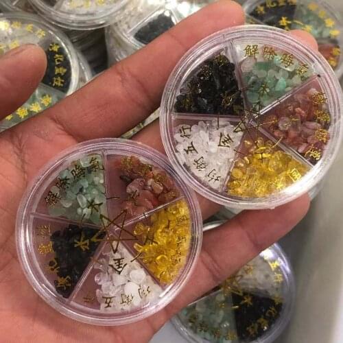 Natural crystal gravel, wood, water, fire and earth, healing