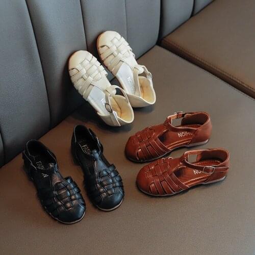 21-36 Spring Summer Children Shoes For Girl Boy 2021 New Casual Fashion Gladiator Active Kid Baby Toddler Leather Sandles