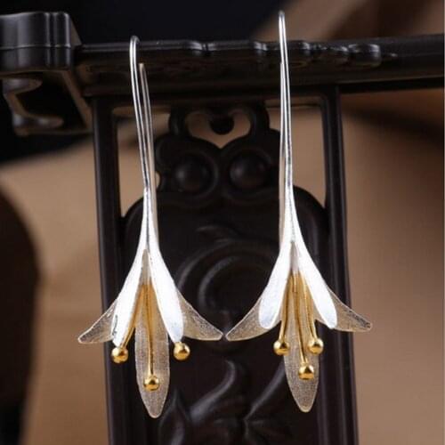 Elegant Long Flower Earrings for Women New Design Lovely Girls Christmas Gift Statement Jewelry Party Accessories