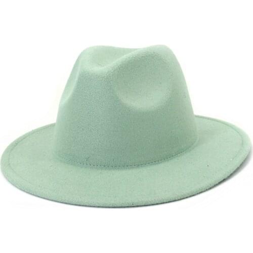 Hot Sell Simple Unisex Colorful Solid Autumn And Winter Felt Fedora Hat For Women Casual Jazz Panama Fedora Caps