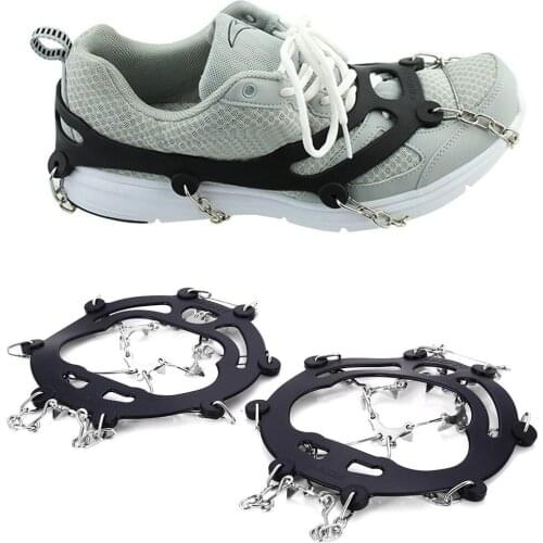 1Pair Walking Cleat Ice Gripper Anti Slip Ice Snow Walking Shoe Spike Grip Camping Climb Ice Crampons