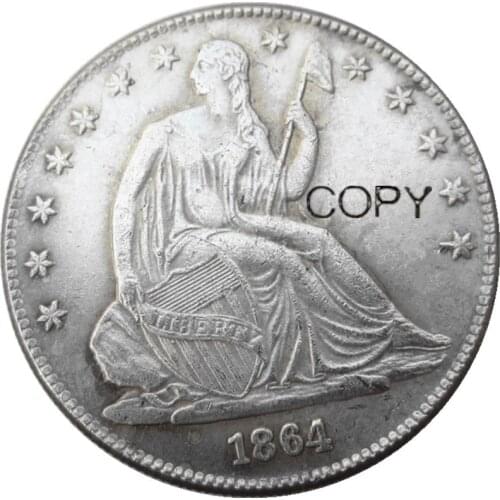 US 1864 Liberty Seated Half Dollar Silver Plated Copy Coins
