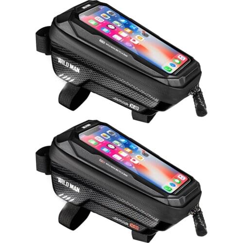 WILD MAN 5.5-6.62 Inch Phone Bicycle Bags Rainproof Bicycle Front Sensitive Touch Screen Phone Bag MTB Road Bike Bag