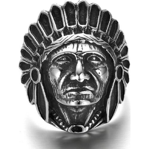 Titanium ring retro Indians chief ring punk non-mainstream men and women ring