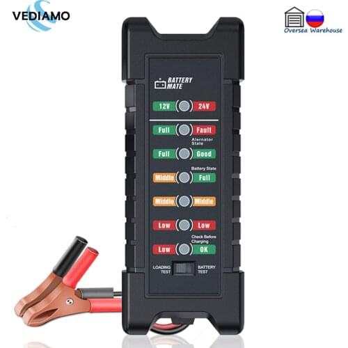 Truck Battery Tester BM410 Mini 12V 24V Digital Detecor 7 LED Display Automotive Loading Test Car Motorcycle Diagnostic Tool