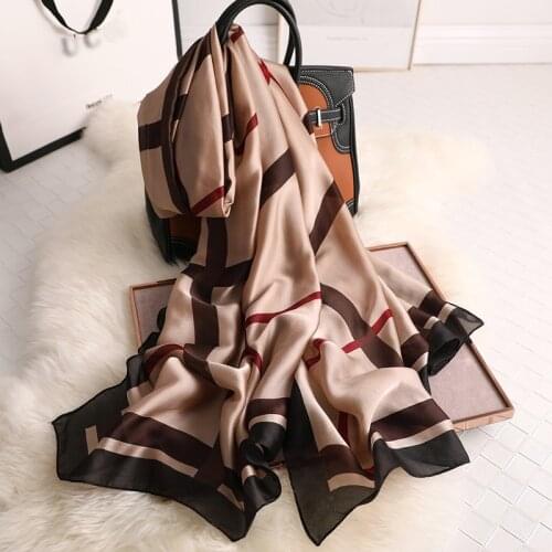 2021 Spring And Summer Fashion Scarf Luxury Silk Scarf Women stripe Scarves High Quality Print Hijab Wrap 180*90 CM beach Shawl