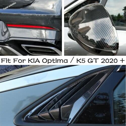 Car Side Vent Window Louver / Rearview Mirror / Rear Fog Lamps Cover Trim Carbon Fiber Look Fit For KIA Optima / K5 GT 2020 2021