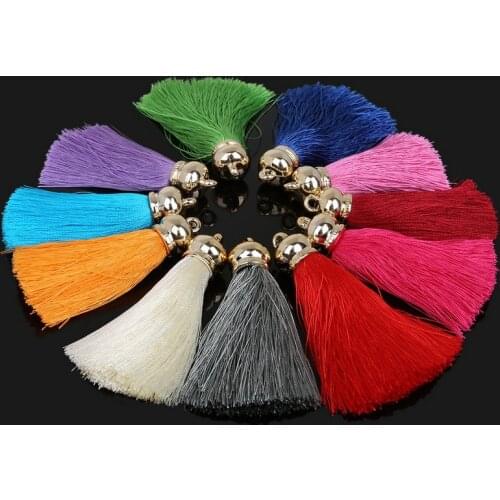 15x70mm 1pcs Imitation Silk Tassel Women Keychain/Bag Pendant Gold Alloy For Home Textil&Bags&Garment&Crafts DIY Accessories