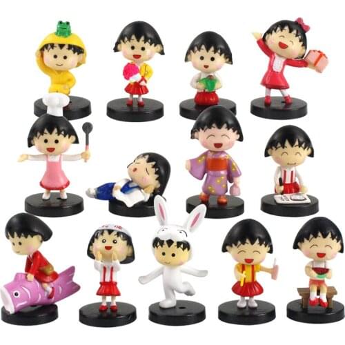 13pcs/set Anime Chibi Maruko-Chan Cartoon Figure Toys Cartoon Cosplay Girls Cute Mini Model Dolls Toy Gift