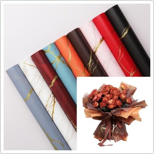20PCS Marble Waterproof Flower Wrapping Paper Plastic Matte Packag Material Paper Bouquet Florist Gift Wrapping Paper